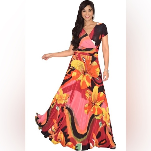 КОН КОН Womens Long One Shoulder
Convertible Wrap Infinity Floral Maxi Dress - Picture 4 of 11